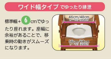 ワイド幅タイプでゆったり排泄